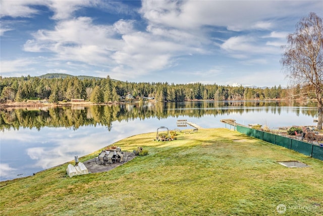 water view featuring a view of trees