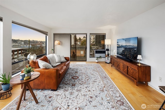 living area with light wood-type flooring