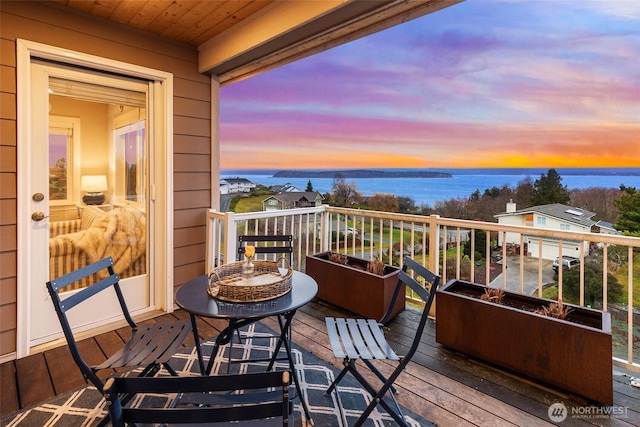 balcony with a water view