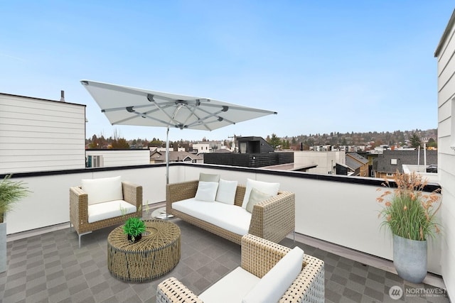 view of patio featuring an outdoor living space