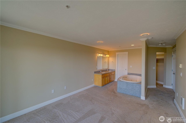 interior space featuring ornamental molding and baseboards