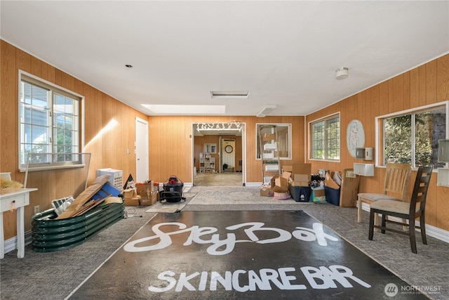 interior space featuring wood walls and plenty of natural light