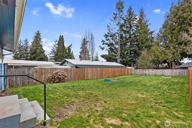 view of yard featuring a fenced backyard