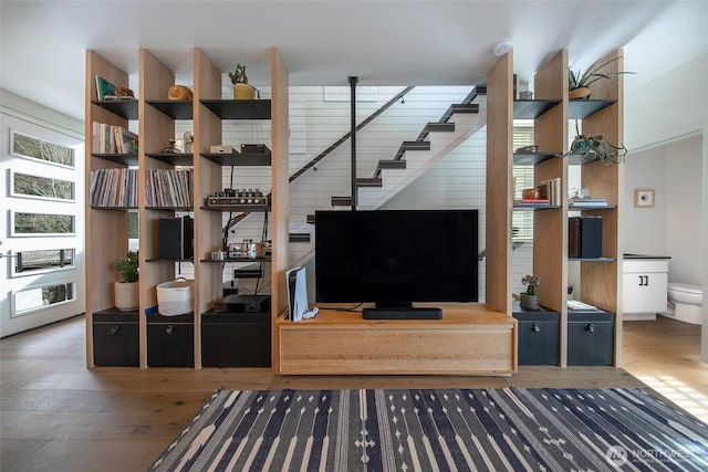 living room with wood-type flooring