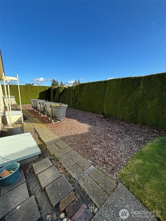 view of yard featuring fence