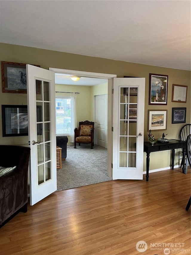 doorway featuring french doors and wood finished floors