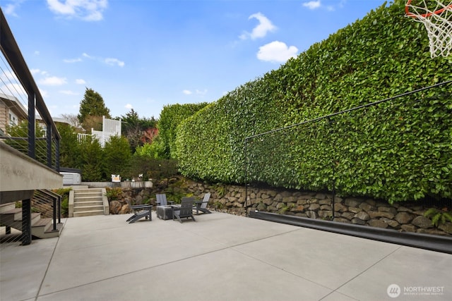 view of patio / terrace with stairway