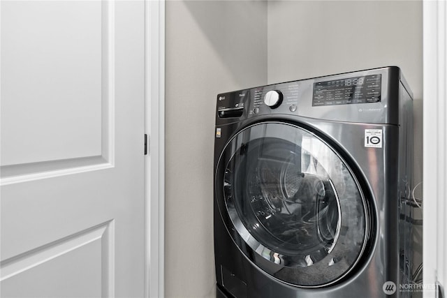 22916 SE Cherry St, Black Diamond, WA 98010 - clothes washing area featuring laundry area, washer / clothes dryer, and mail area