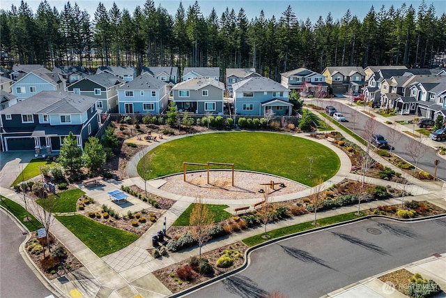 aerial view with a residential view