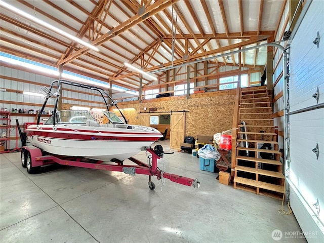 garage with metal wall