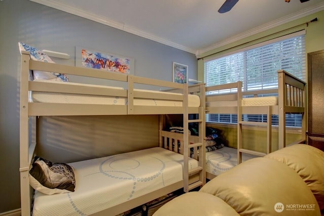 bedroom with ornamental molding