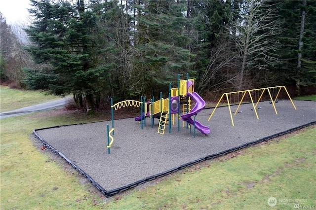 community playground with a lawn