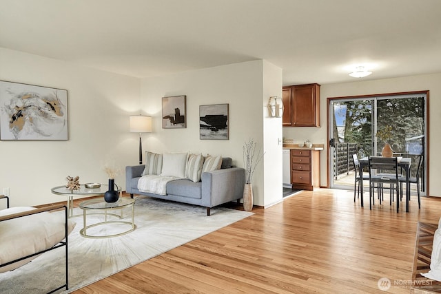 living room featuring light wood-style floors