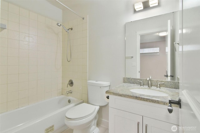 full bathroom with shower / washtub combination, vanity, and toilet