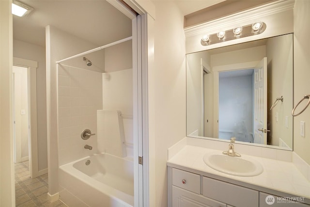 full bathroom featuring  shower combination and vanity