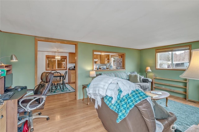 living room with wood finished floors