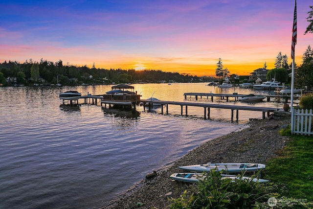 dock featuring a water view