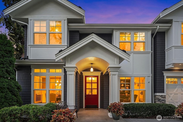 entrance to property with a garage