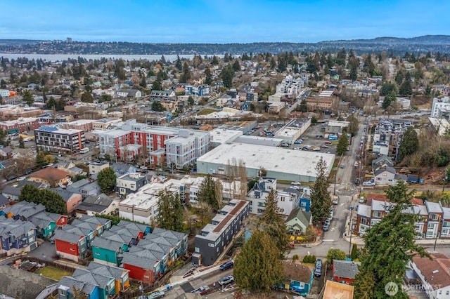 birds eye view of property with a view of city