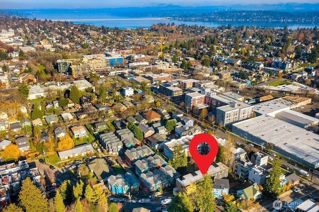 bird's eye view featuring a water view