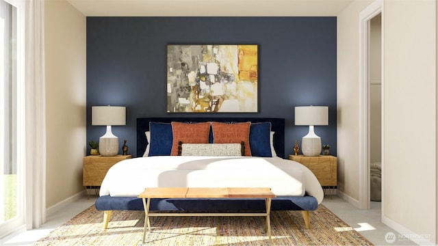 bedroom featuring carpet flooring and baseboards