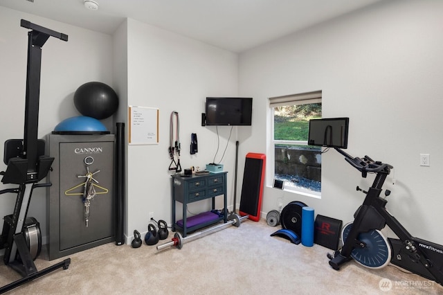 workout room with carpet