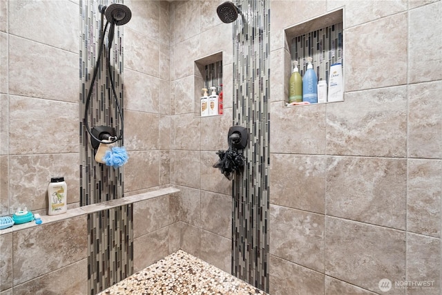 interior details with tiled shower