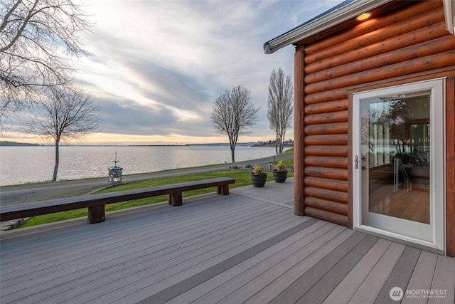 deck with a water view