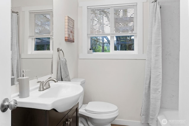 bathroom with toilet and vanity