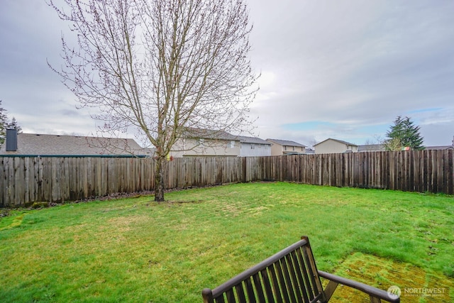 view of yard featuring a fenced backyard