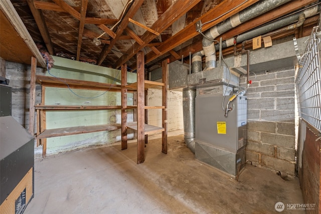 view of unfinished basement