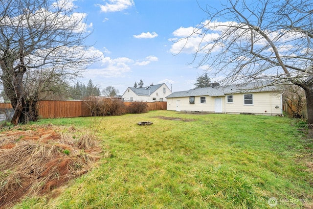 view of yard with a fenced backyard