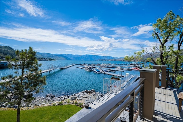 view of water feature with a mountain view