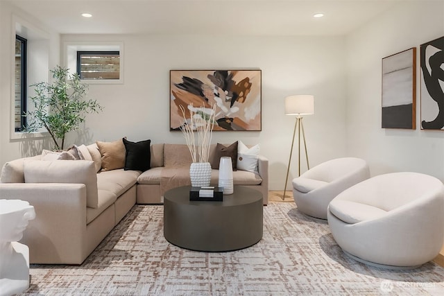 living area featuring recessed lighting