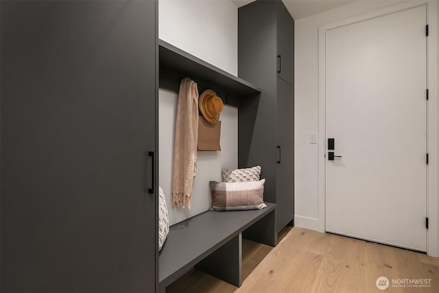 mudroom featuring light wood finished floors