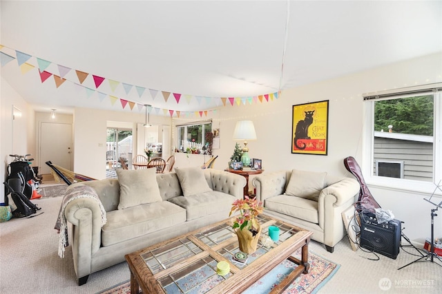 view of carpeted living area