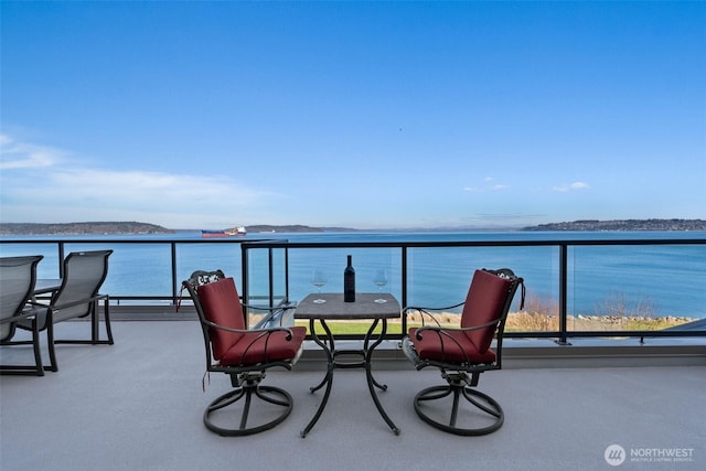 balcony with a water view