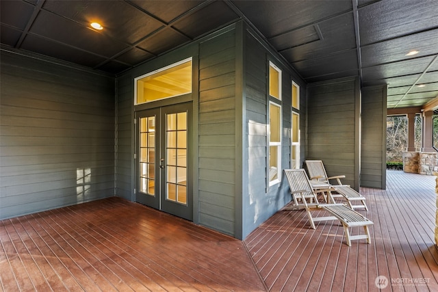 wooden deck with french doors