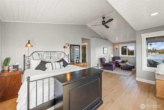 1831 Miracle Mile Dr E, Port Orchard, WA 98366 - bedroom featuring light wood-type flooring, wood ceiling, baseboards, and vaulted ceiling