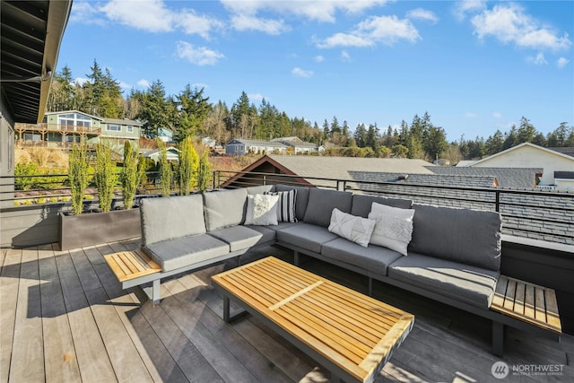 deck featuring an outdoor living space