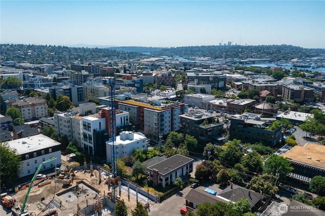 aerial view with a city view