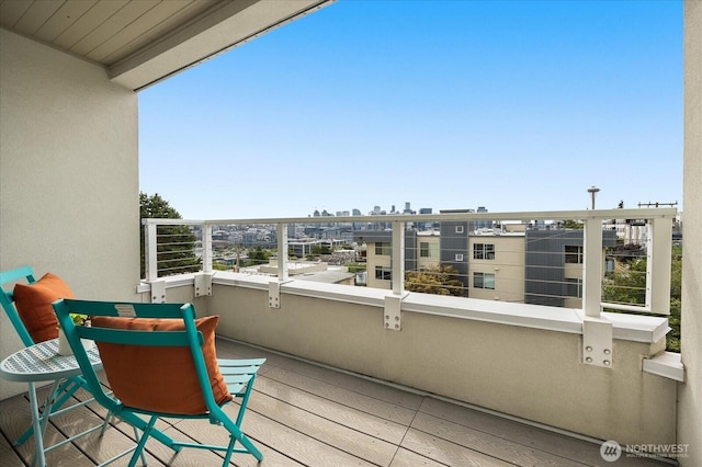 balcony with a view of city