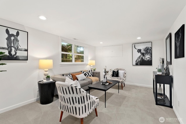 3657 23rd Ave W, Seattle, WA 98199 - living room featuring light carpet and recessed lighting
