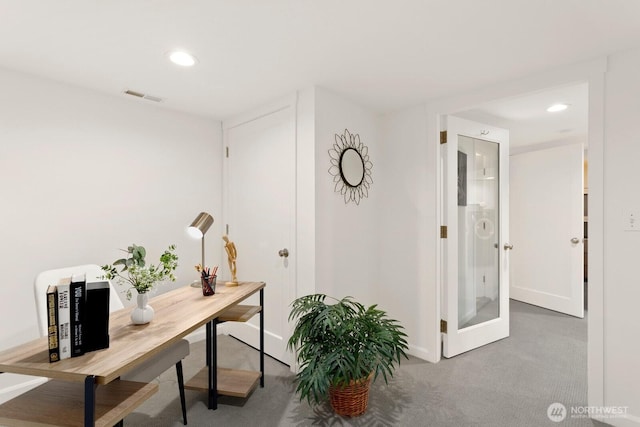 3657 23rd Ave W, Seattle, WA 98199 - home office featuring carpet flooring and recessed lighting