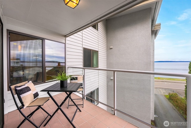 balcony with a water view