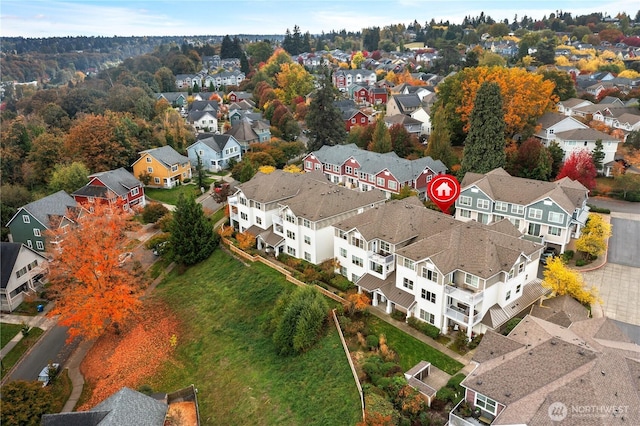 aerial view with a residential view