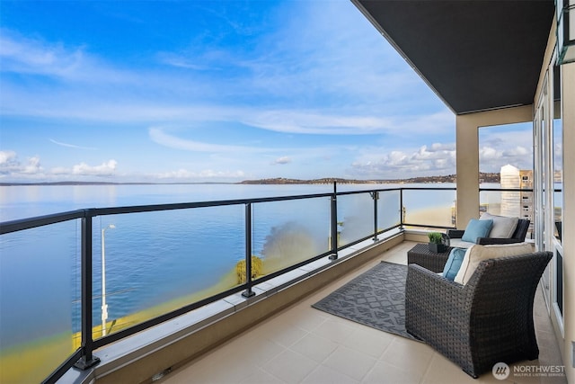 balcony with a water view