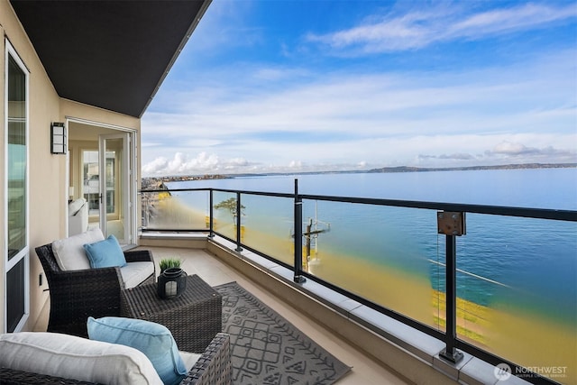 balcony with a water view