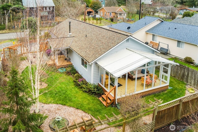 drone / aerial view with a residential view