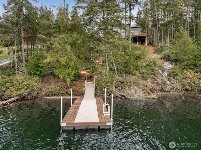 dock area featuring a water view